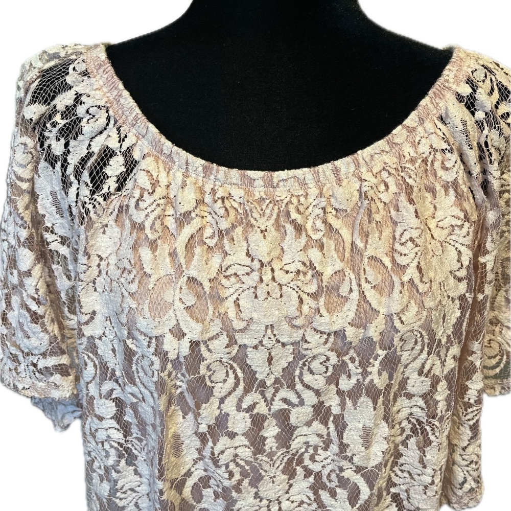 Democracy Layered Lace Dusty Pink Blouse size M - Picture 5 of 16